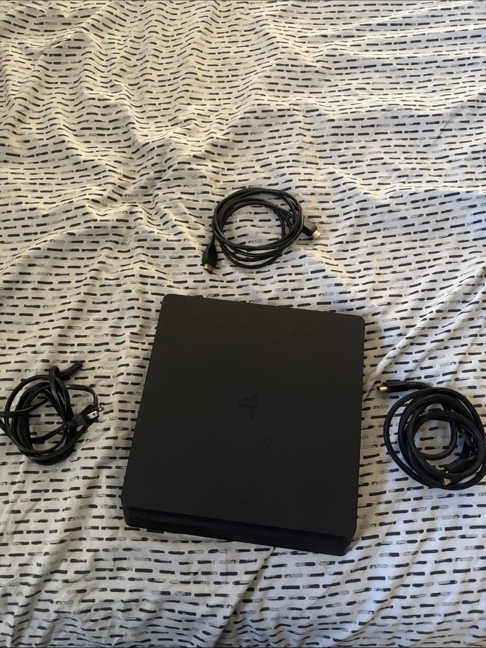 Sony Black PlayStation Slim Console with Cables